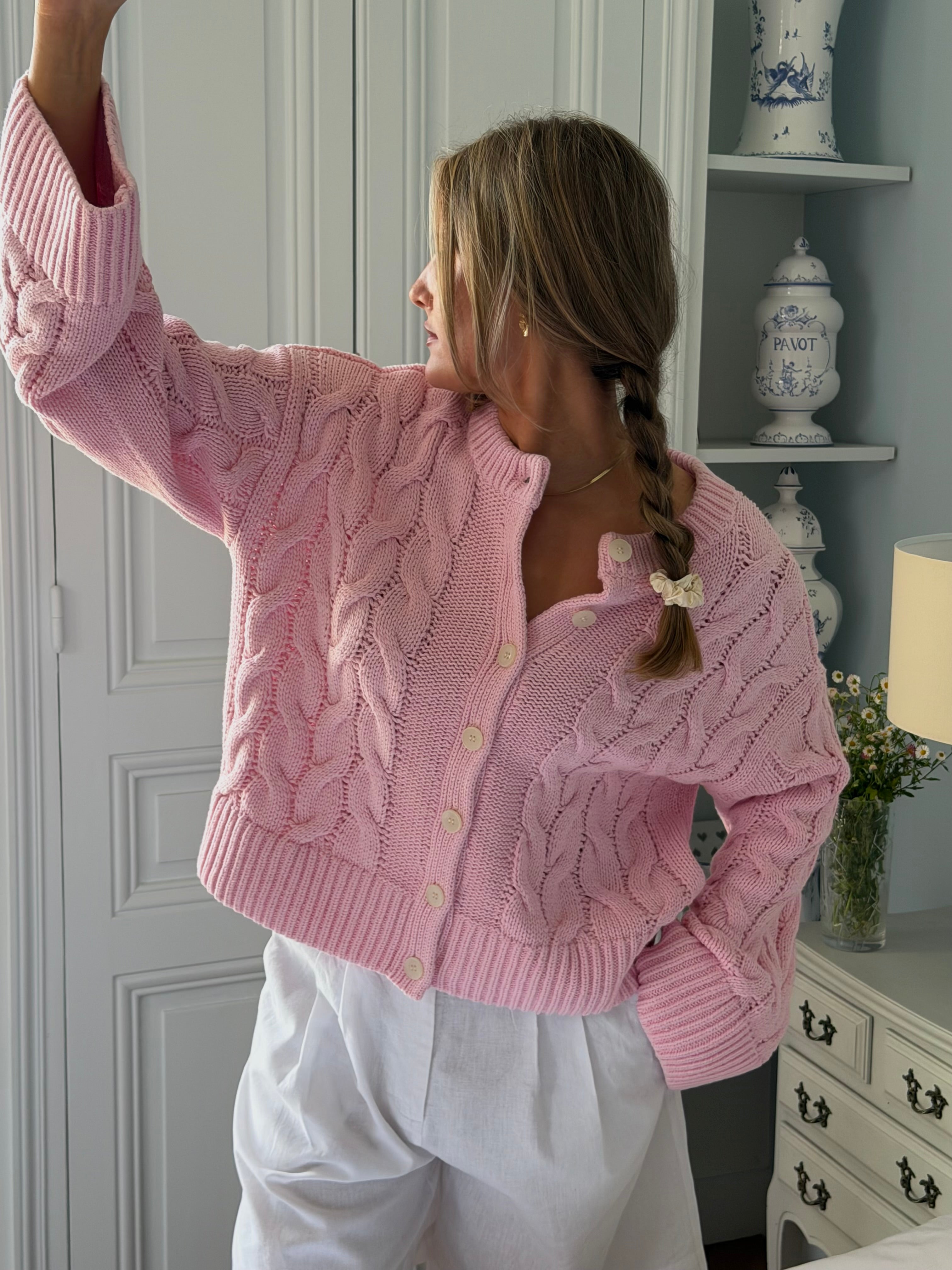 VMSVEA Knit Cardigan - Roseate Spoonbill